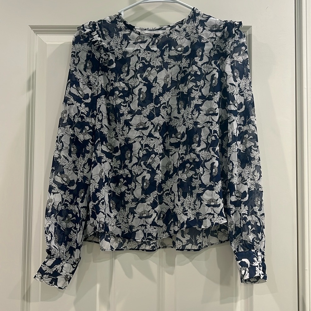 Zara semi sheer floral blouse